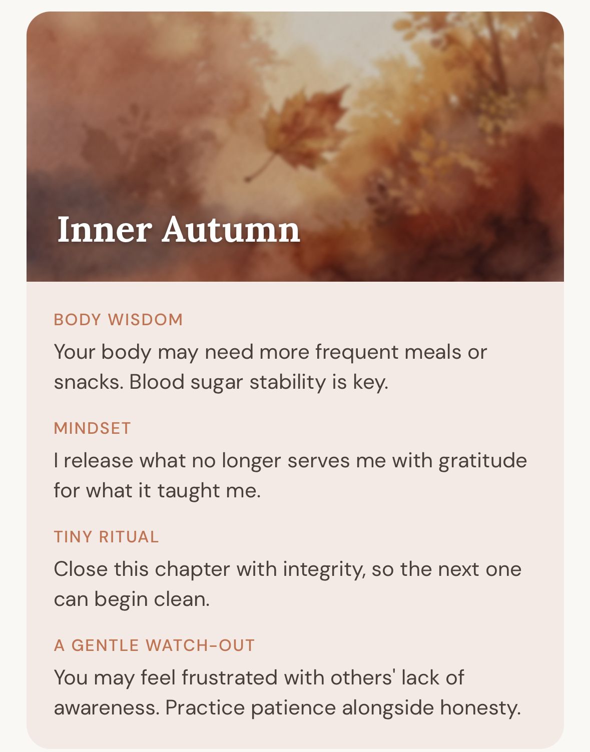 Syncira Autumn phase card
